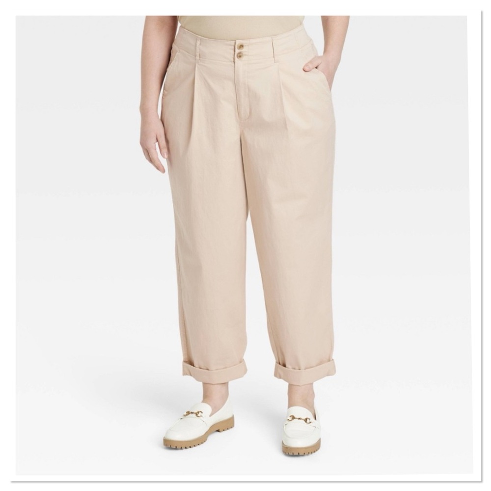 Women’s High Rise Pleat Front Ankle Chino Pants